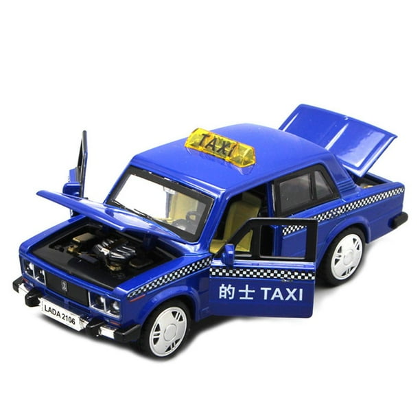 1/32 Alloy Taxi Car Model Pull Back LED Music Table Ornament Kids