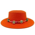 thumbnail image 2 of Sombrero de paja plano para verano, sombrero de Panamá, para playa, vacaciones, ocio, para el sol, 2 of 4