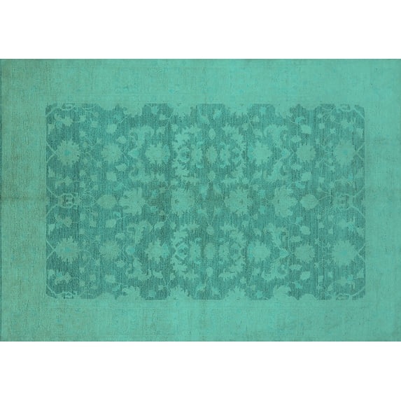 Ahgly Company Machine Washable Indoor Rectangle Oriental Turquoise Blue Traditional Area Rugs, 5' x 8'
