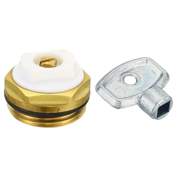 REGALWOVEN 3/4" BSP Male Thread Manual Radiator Air Vent Plug Valve Kit, Brass Plug, Gold White
