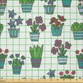 thumbnail image 2 of Ambesonne Blue Fabric by the Yard Microfiber, Cartoonish Flowers Drawings, 5 Yards, Turquoise Hot Pink Green, 2 of 2