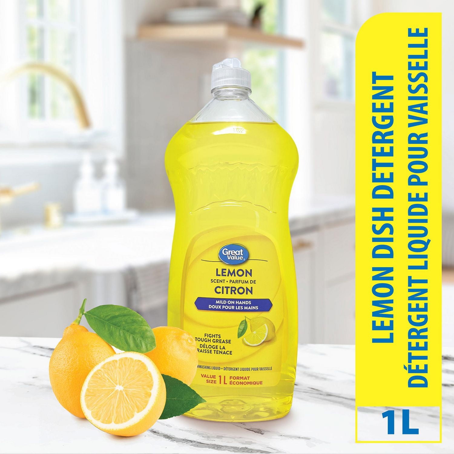 Détergent liquide pour vaisselle au parfum de citron Great Value