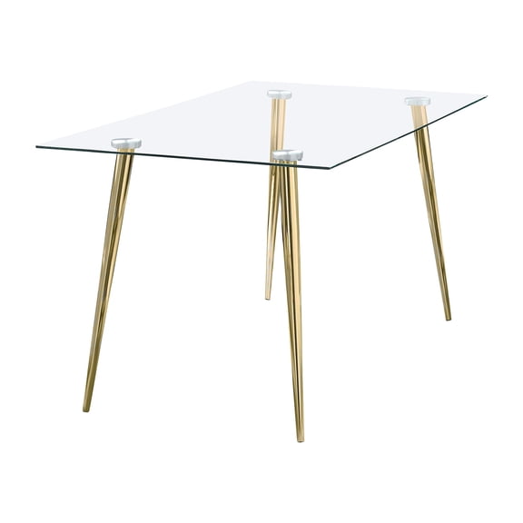 Pemberly Row Rectangle Contemporary Glass Top Dining Table in Clear