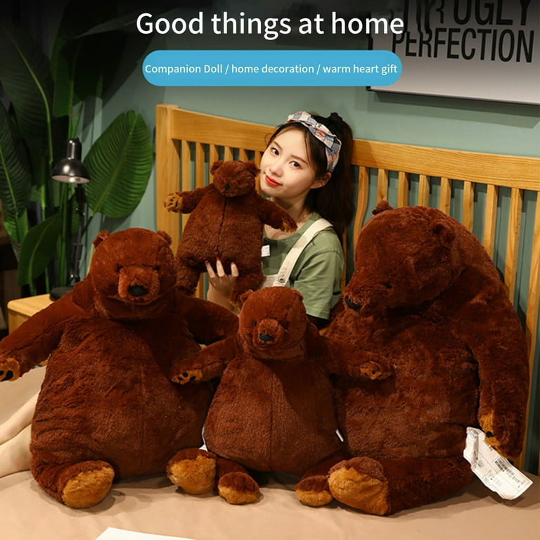 Peyakidsaa Big Brown Bear Plush Toys Stuffed Animal Doll Djungelskog Brown  Plush Teddy Bear Toys for Kids Soft Cuddling Pillow 