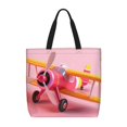 thumbnail image 1 of Balery Colorful Cartoon Biplane Bolsa de Mano para Mujeres con Cremallera, Bolsa de Gimnasio con Compartimentos, Bolsa para Laptop, Bolsa para Trabajo, 1 of 7