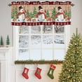 thumbnail image 4 of Winter Snowman Valances for Windows, 54 x 18in, Merry Christmas Xmas Tree Elk Wood Grain Plaid Rod Pocket Kitchen Valance Curtain Light Filtering Window Treatments for Living Room Bedroom, 1 Panel, 4 of 7