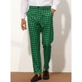 thumbnail image 2 of Unique Bargains Men's Houndstooth Dress Pants Big and Tall Business Plaid Trousers 38 Green, 2 of 6