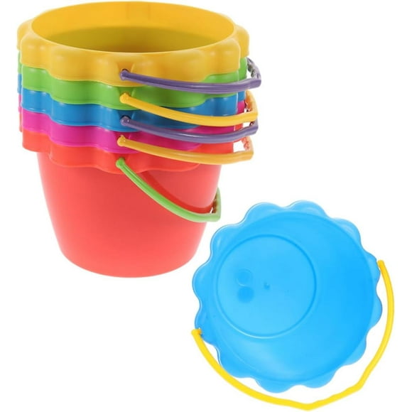 6pcs Toy Beach Bucket Sand Toys Portable Beach Buckets Beach Sand Bucket Beach Supply Tool Pail Play With Sand Sand Bucket Plastic Seaside Lace Beach