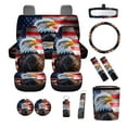 thumbnail image 2 of XYZCANDO American Flag Eagle Coasters Seat Belt Cover Keychain Lipstick Cover Car Trash Can Steering Wheel Cover Center Mirror Cover Car Seat Cover Lightweight Fits Small Sedans, Mini SUVs, 2 of 5