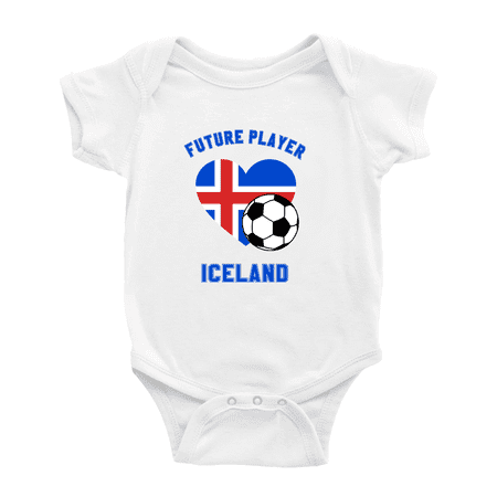 

Future Soccer Player Iceland Soccer Fan Cute Baby Rompers Bodysuit (White 18-24 Months)