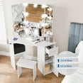 thumbnail image 3 of Small Corner Vanity Desk with Mirror and Lights, Bedroom Makeup Vanity Table with Lighted Mirror Sliding Drawers & Storage Cabinet, Charging Station 3 Color Adjustable Vanitys for Girls Women - White, 3 of 9