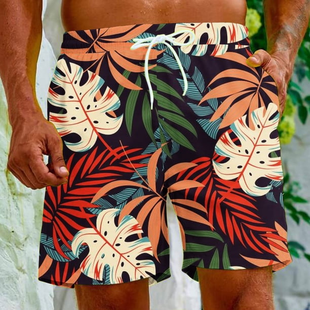 Puntoco Pantalones Cortos De Playa Para Hombre Con Bolsillo Con Cordón Y Pantalones Cortos Estampados Verde Xl,Pantalones Cortos Hombre