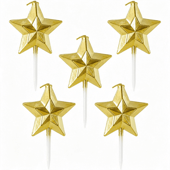 NEXIMO Gold Star Birthday Candles,Metallic Star Shaped Cake Candles,Birthday Cake Cupcake Party Decorations,18 Candles for 18Th Birthday 5 Pack