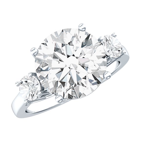 Rosec Jewels Lab Created Diamond Engagement Ring 4 Carat - IGI Certified (E-VS1 Quality) - Diamond 3 Stone Ring for Women, 925 Sterling Silver, US 4.00