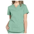 thumbnail image 2 of Women Scrubs Tops Short Sleeve V Neck T Shirts with Poackets, S-2XL, 2 of 4