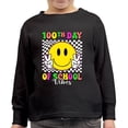 thumbnail image 2 of Wild Bobby 100th Day of School Retro Cute Smiley Face, 100 Days of School 2024 2025 Design for Kids Youth Boys Girls School Toddler Fleece Crewneck Sweatshirt, 2 of 6