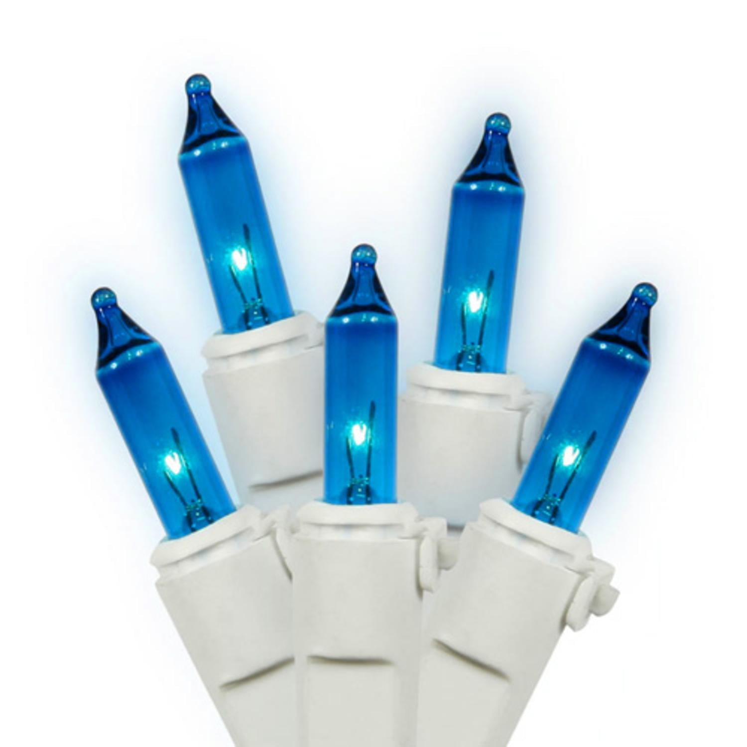 Set of 35 Blue Mini Christmas Lights - White Wire - Walmart.com