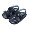thumbnail image 3 of LNMQLPDBS Toddler Sandals Boys Girls Open Toe Denim Shoes with Striped First Walkers Non-Slip Soft Sole Sandals Summer Toddler Flat Sandals Outdoor Baby Sneakers Beach Unisex Baby Casual Sandals, 3 of 9