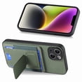 thumbnail image 2 of SaniMore for iPhone 15 Plus Case, PU Leather Carbon Fibre Anti-scratch Adjustable Stand Card Slots [RFID Blocking] Shockproof Anti-fall Anti-fingerprint Wallet Shell for Men Women, Green, 2 of 10