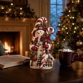 thumbnail image 4 of Christmas Snowman Figurine, Holiday Tabletop Centerpiece Decor, Winter Rustic Statue with Candy Cane, Cardinal Bird and Pine Accents for Mantel and Shelf, 4 of 7