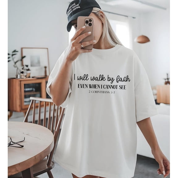 I Will Walk By Faith T-shirt, Faith Shirt, Bible Verse Outfit, Christian Women Clothing, Religious Family Tee, Christian shirt All Size S-5Xl