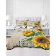 thumbnail image 2 of Full Size Quilt Bedding Set, Sunflower Reversible Summer Quilt 3 Pieces, Yellow Floral Farmhouse Botanical Vintage Art Lightweight Bedspreads Coverlets with 2 Pillow Shams for All Seasons, 2 of 5