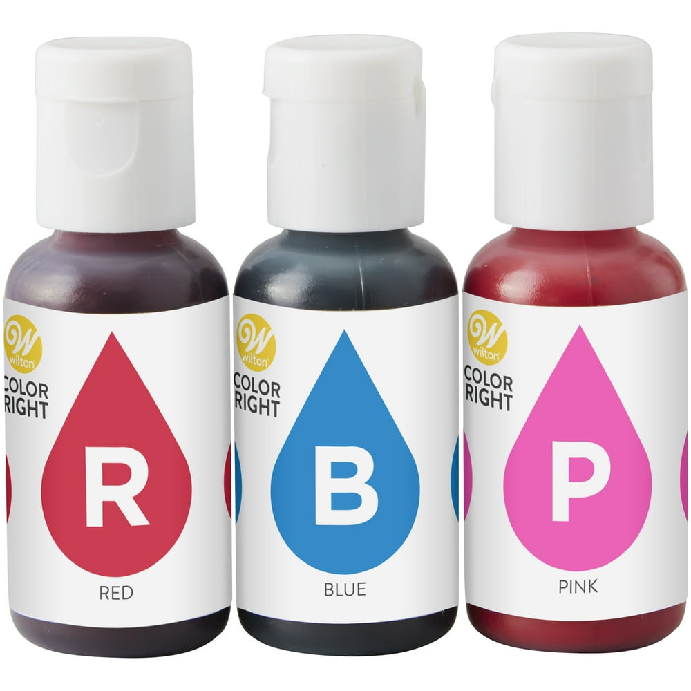 Wilton Color Right Red, Blue and Pink Concentrated Food Coloring Set, 3Count