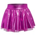 thumbnail image 6 of Aislor Girls 2 Piece Jazz Dance Performance Outfit Mock Neck Short Sleeve Sequins Crop Top with Shiny Tutu Skirt Rose 14, 6 of 7