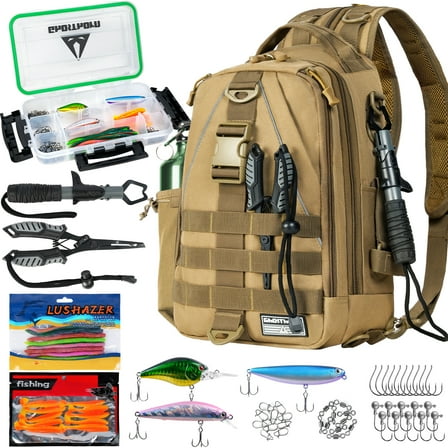 Ghosthorn Fishing Tackle Backpack with Trays 3600 Tackle Boxes & Rod Holders, Large Outdoor Storage Tackle Bag for Fishing