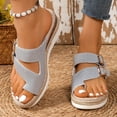 thumbnail image 3 of Xfvqtps Espadrilles Wedges for Women Slide Platform Toe Ring Sequin Double Buckle Decor Soft Sole Non Slip Beach Summer Sandals Silver, 3 of 9