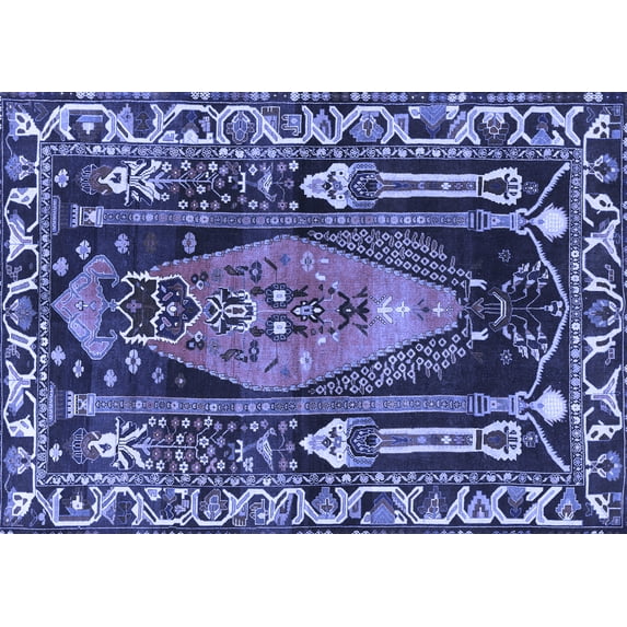 Ahgly Company Indoor Rectangle Medallion Blue Traditional Area Rugs, 3' x 5'