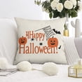 thumbnail image 2 of Trick or Treat Throw Pillow Cases 20x20 Inch Set of 2 Happy Halloween Pumpkin Ghost Pillow Cases Sofa Bed Throw Cushion Cover for Living Room Decoration, 2 of 6