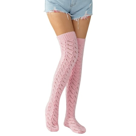 

Binpure Women s Winter Thigh High Socks Solid Color Knit Stockings Extra Long Leg Warmers