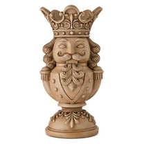 Nutcracker Christmas Decor, Vintage Resin Christmas Pillar Candle Holder for Holiday Xmas Home Table Shelf Fireplace Desk Mantel Decor, 7.9", Brown