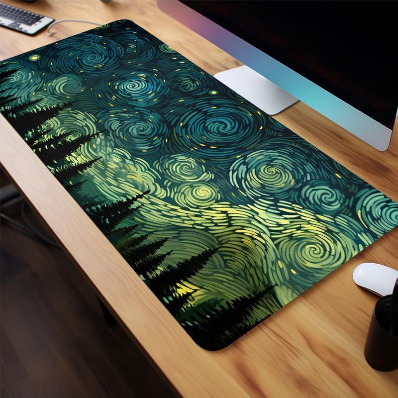 HELLOYOUNG Mouse Pad Large Gaming Starry Sky Design Anti-Slip Rubber Base Lock Stitched Edge Non-Slip Desk Pad for Home Office Computer Accessories