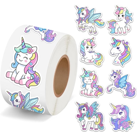 Mermaid Sticker Cute DIY Craft Reward Incentives Kawaii Stickers Roll Envelope Seals Cartoon Ocean Animal Office Supplies Birthday Party Favor Gift Self Adhesive Labels 500 Pcs