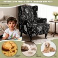 thumbnail image 4 of HELLHERO Black White Tulip Pattern Spandex Fabric Wingback Chair Covers with Stretch, Non-slip Wingback Chair Slipcover for Indoor Living Room, 4 of 7