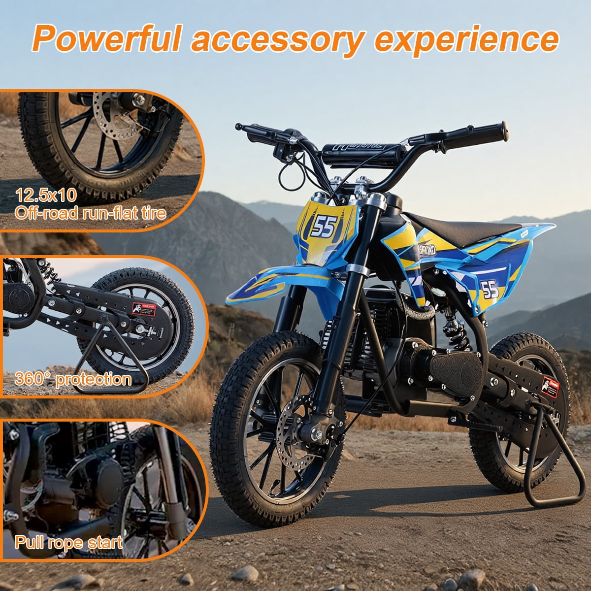 SAY YEAH Dirt Bike,50CC Gas Powered Off Road Dirt Bike for Kids 8-13,Weight Support Up to 200 LBS,25MPH Top Speed
