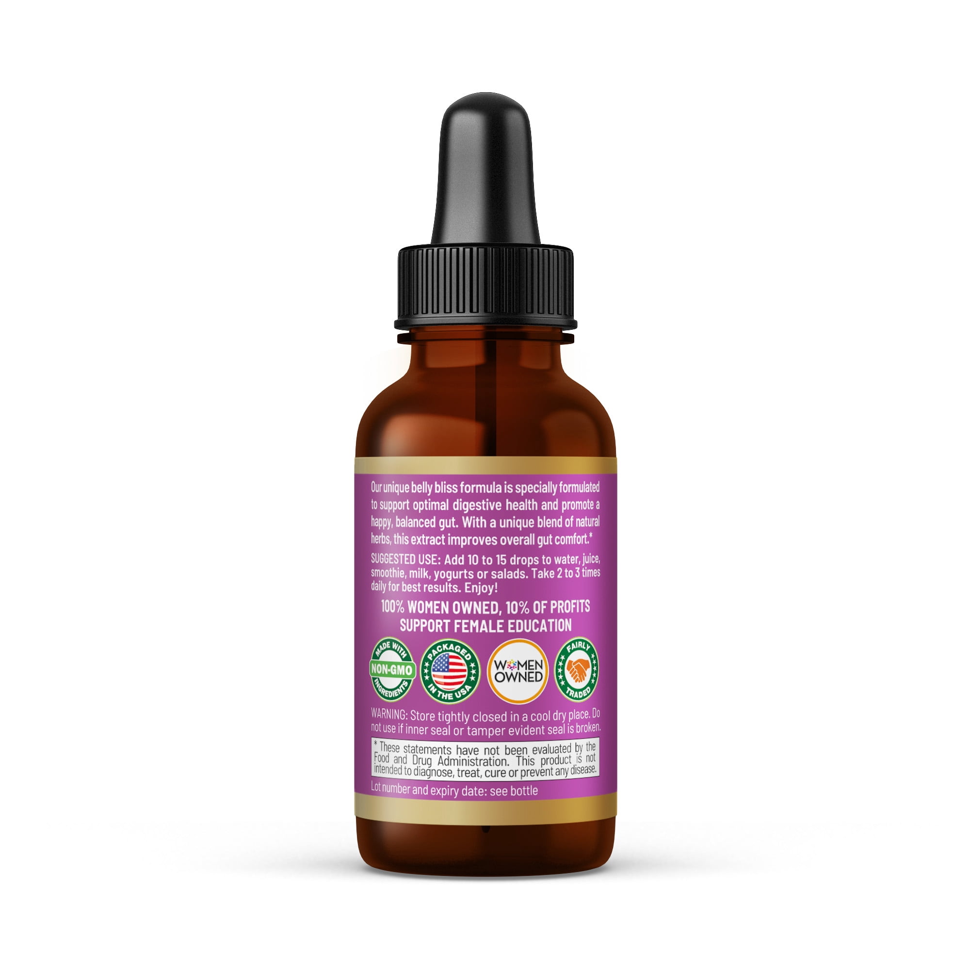 Belly Bliss - Digestive Advantage Probiotic, Gut Health, Gloat Relief Supplement, Lemon Balm - 1fl. oz - Herbal Goodness