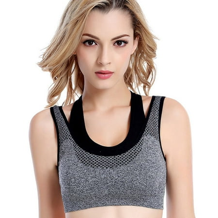

Fake Two Pieces Shockproof Sports Bra for Running Yoga Fitness XL