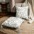 thumbnail image 3 of DriftAway Boho Throw Pillow Covers Julia Modern Farmhouse Decorative Home Cushion Velvet Tassels Watercolor Blooming Flower Floral Pattern for Bed Sofa or Bench 2 Pieces 18"L x 18"W Gray, 3 of 7