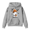 thumbnail image 5 of Staki Kids Girl Hooded Sweatshirt Graphic Letter Print Halloween Shirt Long Sleeve Pullover Tops(Gray,8-9 Years), 5 of 6