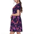 thumbnail image 2 of Fotbe Purple Dreamcatcher Vestido Largo de Moda para Mujer, Vestido Tipo Camiseta con Manga Corta y Estilo Casual a Rayas y Bloques de Color, 2 of 6