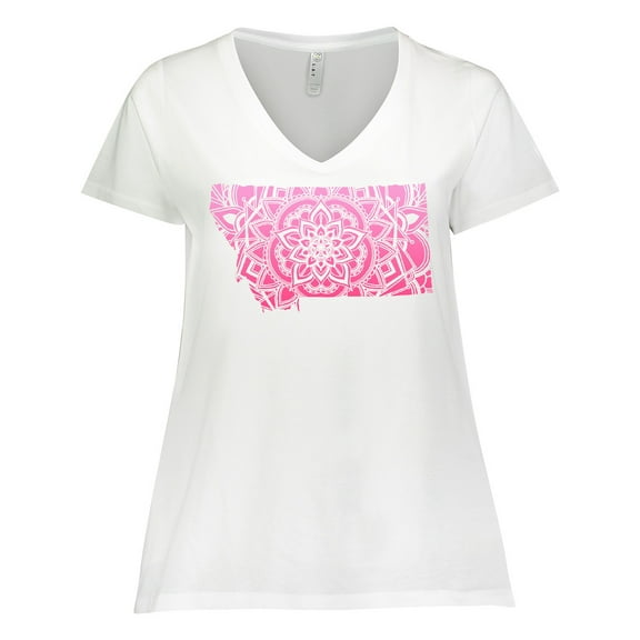 Inktastic Montana Silhouette Mandala Women's Plus Size V-Neck T-Shirt