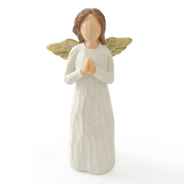Figura CUNTAUK de ángel rezando, 12,5 cm, de resina pintada a mano