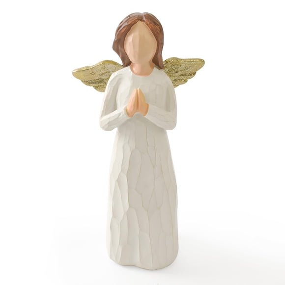 Figura CUNTAUK de ángel rezando, 12,5 cm, de resina pintada a mano