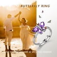 thumbnail image 5 of Beautlace Butterfly Adjustable Ring,925 Sterling Silver Birthstone Open Ring Cute Animals Band Jewelry Gift for Women, 5 of 8