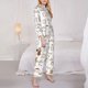 thumbnail image 3 of Balery Coffee Conjunto de Pijama con Estampado para Mujer, Conjunto de Dos Piezas con Manga Larga, Ropa de Dormir Suave con Bolsillos, Pijamas Cómodos-Large, 3 of 7