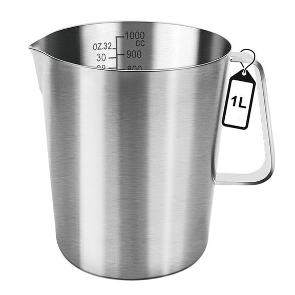 Measuring Jug 1L Stainless Steel, Measuring Cup Metal with Handle, with Ounce and ML Scale, Dishwasher Safe, Milk Jug