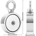 thumbnail image 3 of Kryc Ensemble de Pêche Magnétique, Aimant de Pêche à Force de Traction Puissante de 300kg, Aimant Rond en Néodyme avec Anneaux Double Face, pour Récupération dans le Ri, 3 of 5